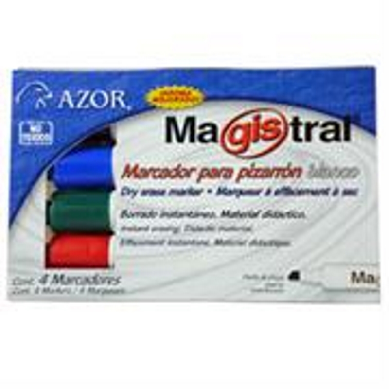 Marcador p/pizarron azor magistral c/4 borr. y limpiador