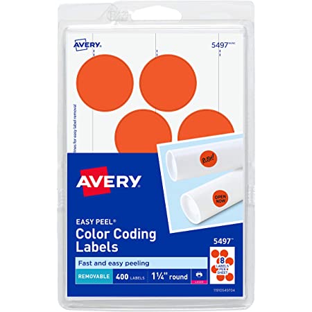 Etiquetas avery 5476 1 1/4  naranja flourecente c/400