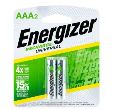 Baterias energizer recargables aaa nh12bp2 c/2