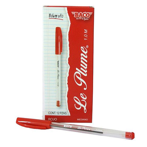 Boligrafos baco le plume punto mediano 1.00mm rojo