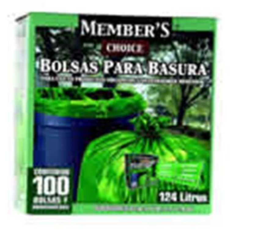 Bolsas para basura members choice 82.8x93.9 124 lts c/100 ne