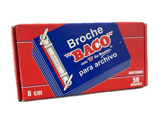 Broches baco para archivo 8 cms b-082 rojo c/50