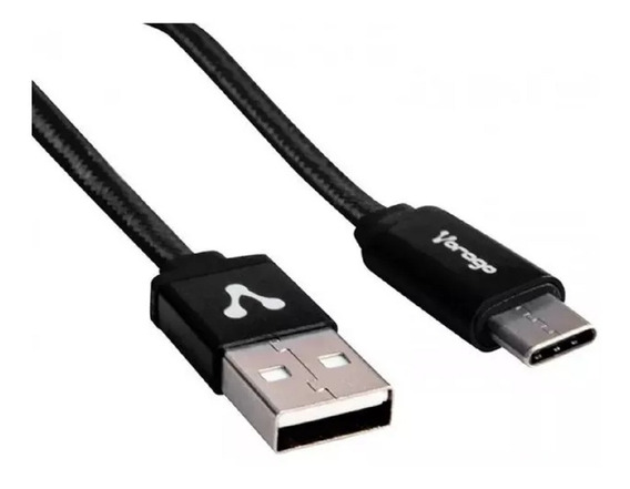 Cable vorago usb a tipo c negro 2 mts.