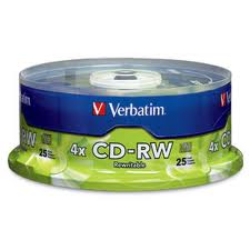 Discos compactos verbatim cd-rw 700 mb 4x 80 mins c/25