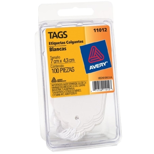 Etiquetas blancas con cordon tags 15/15x11/2 c/100