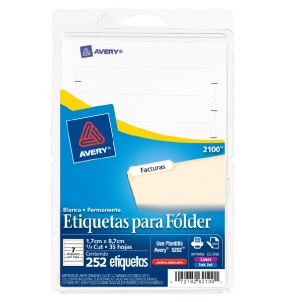 Etiquetas avery 2100 para folder blanca c/203 5124