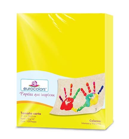 Papel cortado eurocolor carta amarillo neon brillante c/100