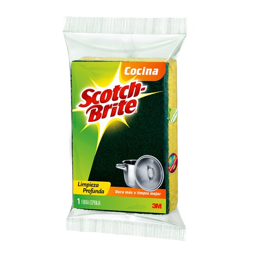 Fibra verde con esponja  scotch brite med.