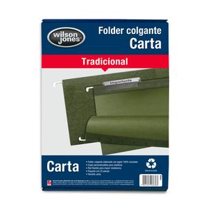 Folders colgantes wilson jones t/carta verde c/25 wlj27827