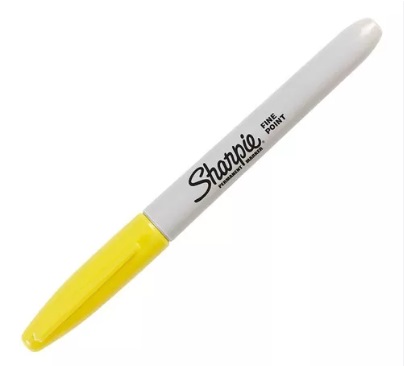 Marcador permanente sharpie punto fino amarillo