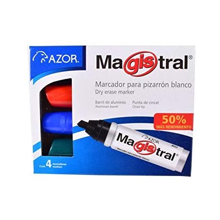 Marcador p/pizarron azor magistral colores c/4