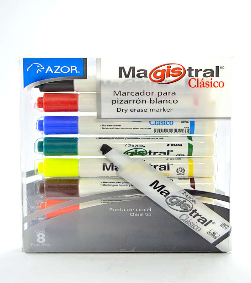 Marcador p/pizarron azor magistral c/8 cols.