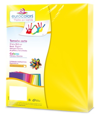 Papel cortado eurocolor carta amarillo c/100