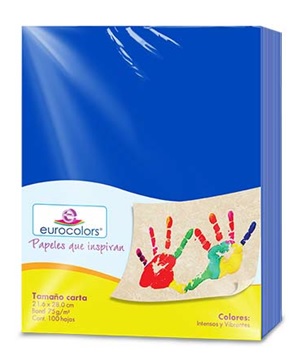 Papel cortado eurocolor carta azul c/100