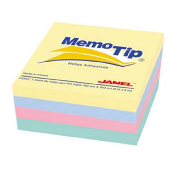 Papeletas janel memotip 54p cubo pastel 3x3 c/400