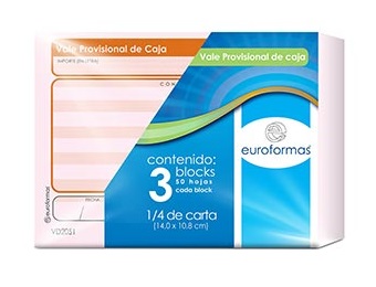 Euroformas block de vale de caja c/50hojas