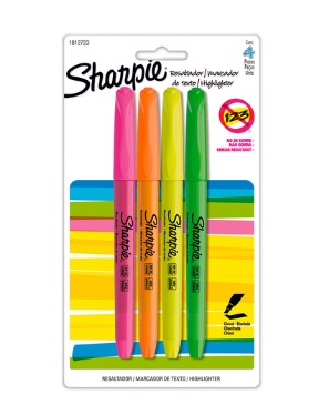 Resaltadores sharpie colores varios punto fino c/4 45637