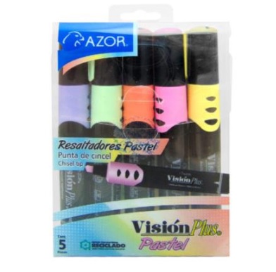 Resaltador vision plus pastel c/5 colores