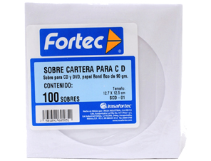 Sobres para cds fortec sdc01 blancos c/100