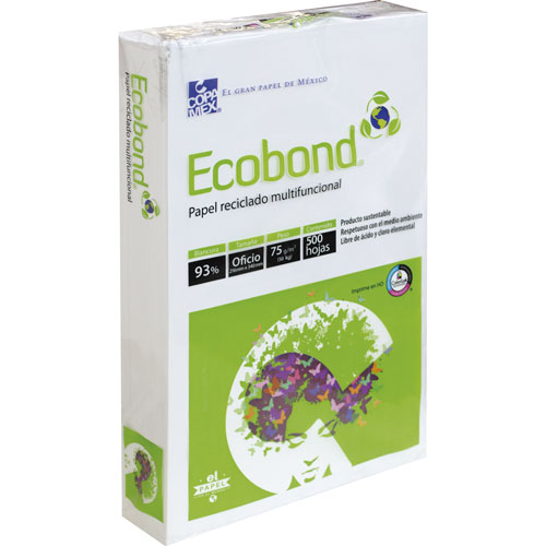 Papeles bond cortados ecobond 93% oficio 75 grs c/500