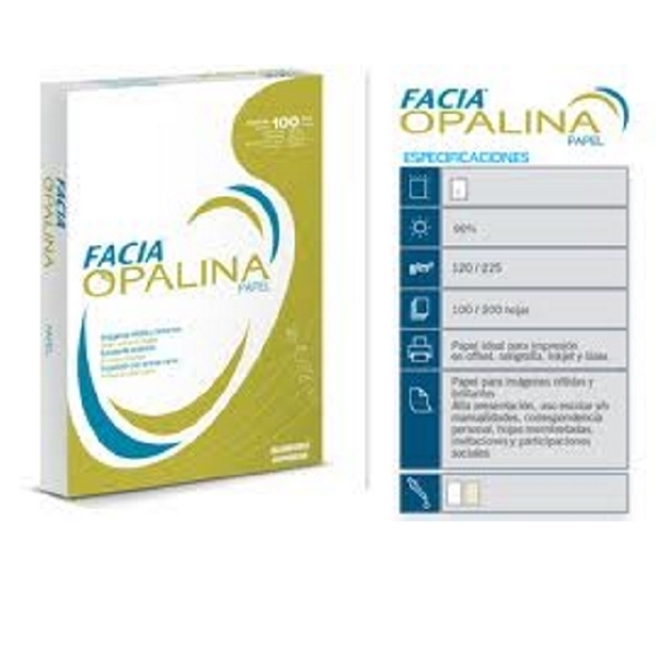 Opalinas facia cartulina blanca 225grs t/carta c/100